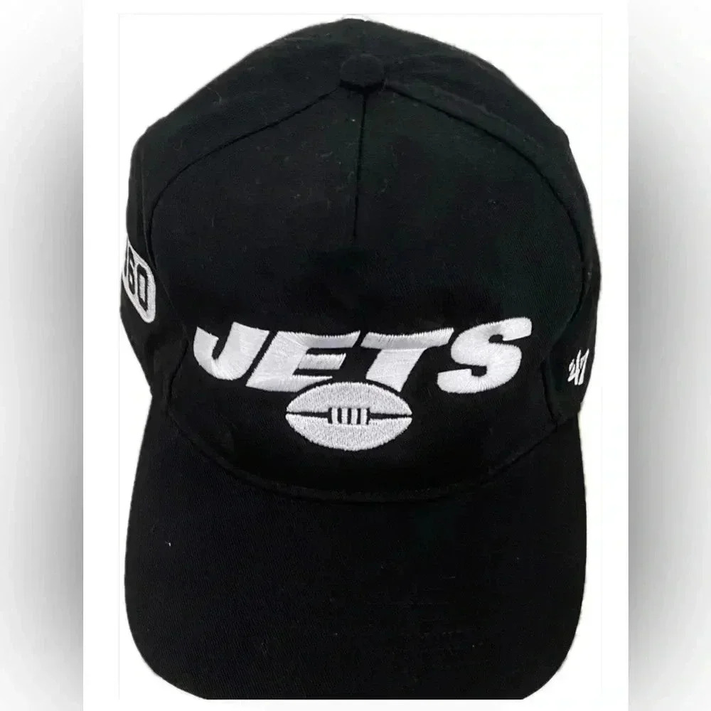 Jets Football Black & White Unisex adjustable Hat by '47 Excellent Condition. OS